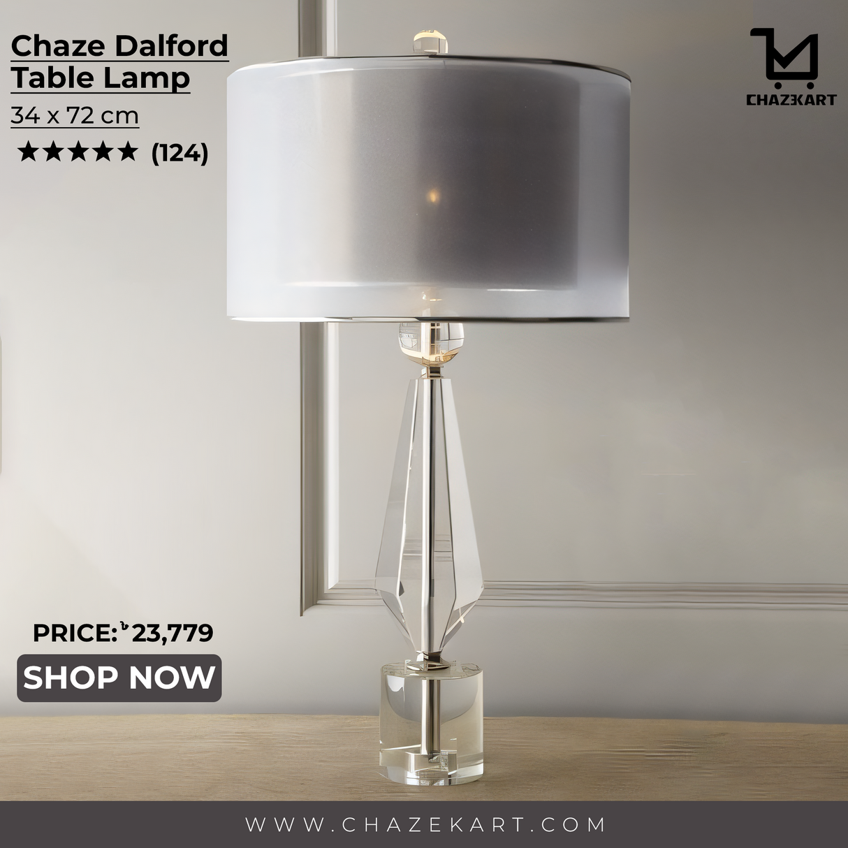 Chaze Dalford, Table Lamp 34x72 cm