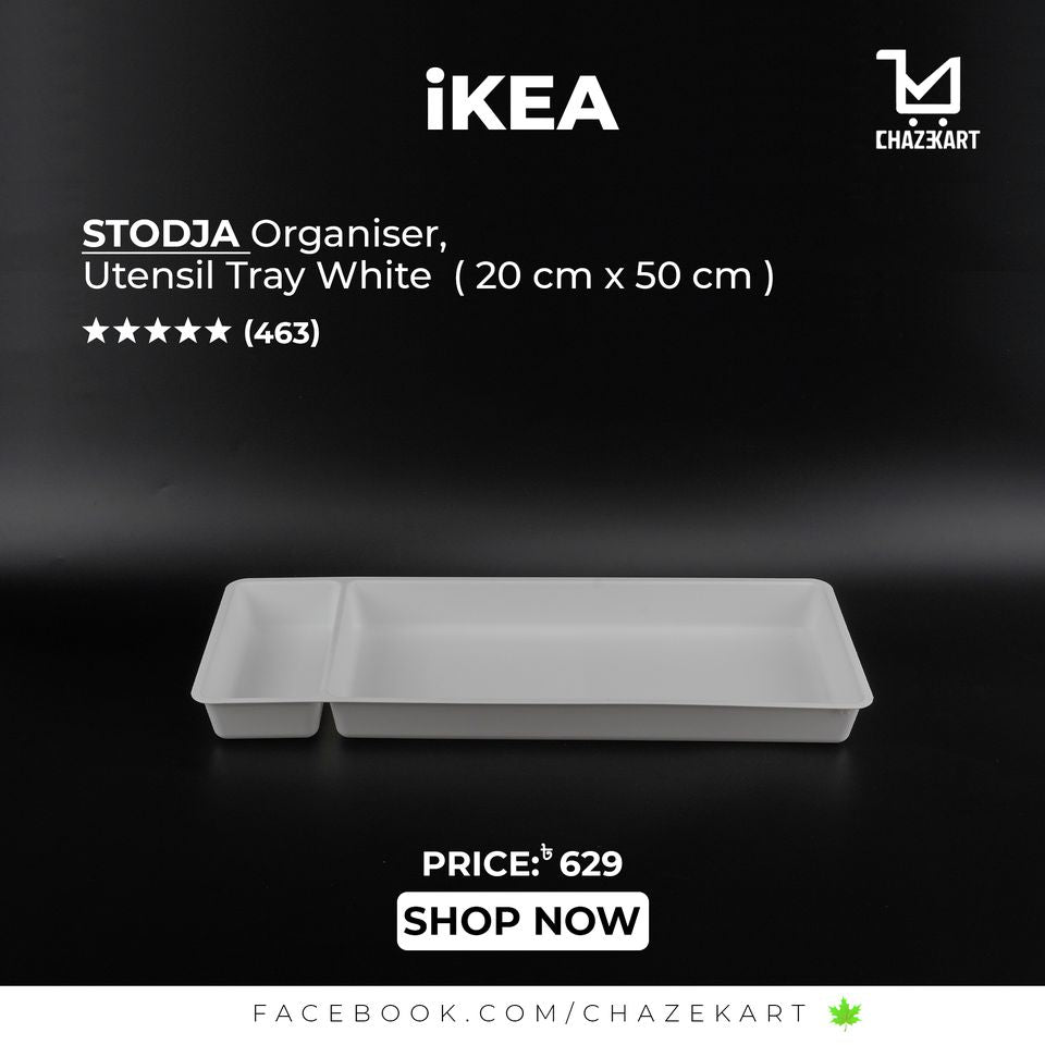 IKEA STODJA Utensil tray white 20x50 cm