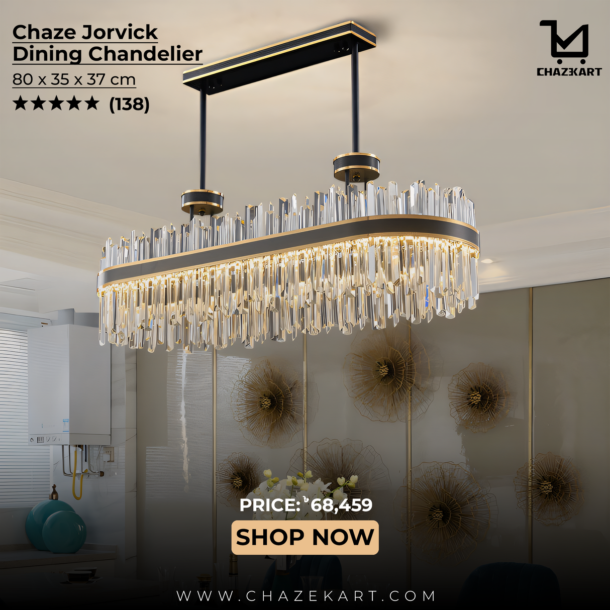 Chaze Jorvick, Dining Chandelier 80x35x37 cm