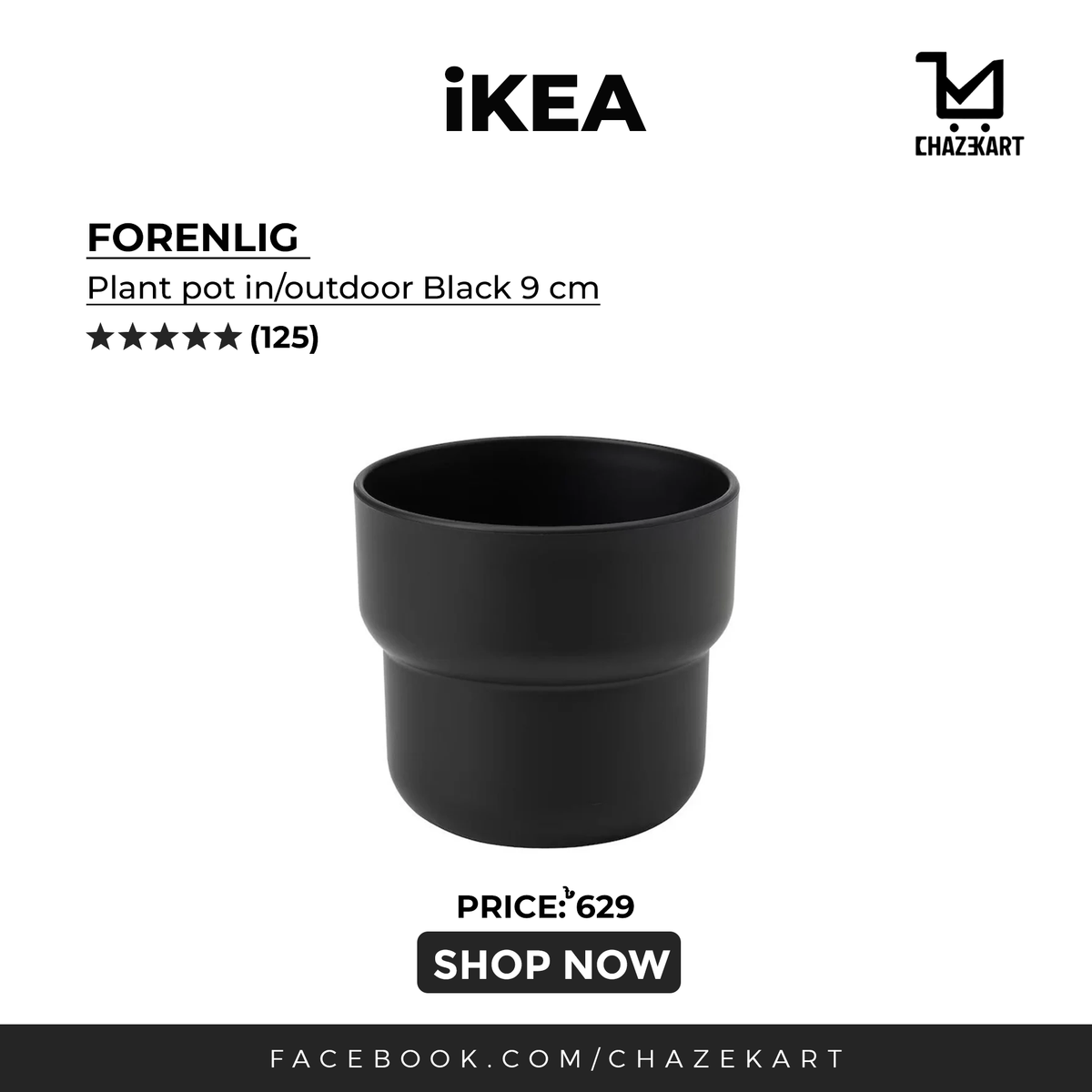 ikea black plant pot IKEA FORENLIG Plant pot, in/outdoor black, 9 cm