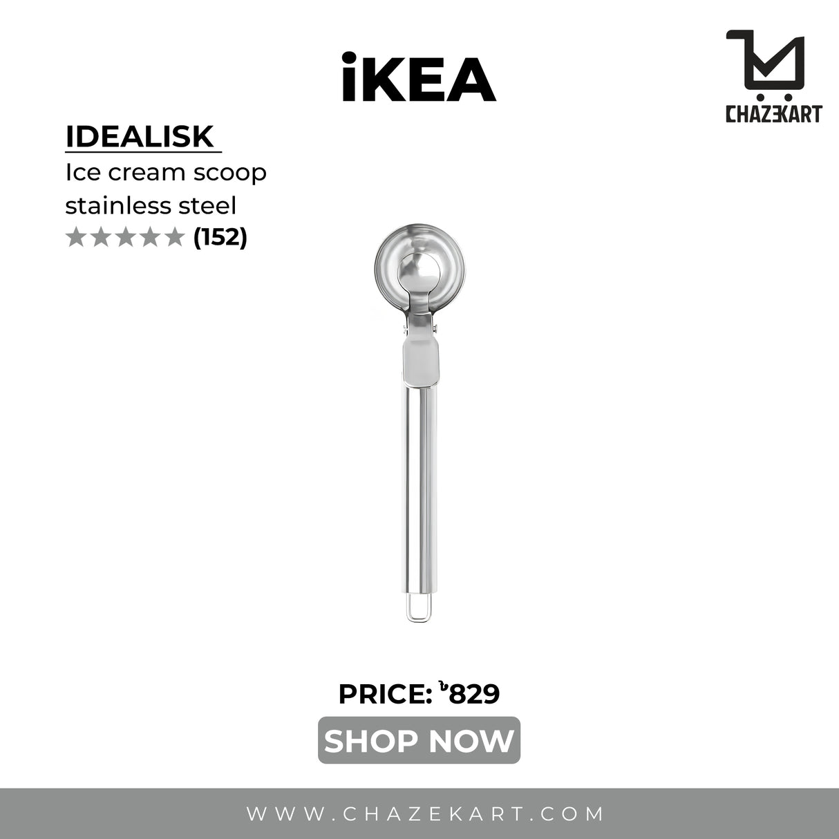 IKEA IDEALISK Ice cream scoop, stainless steel