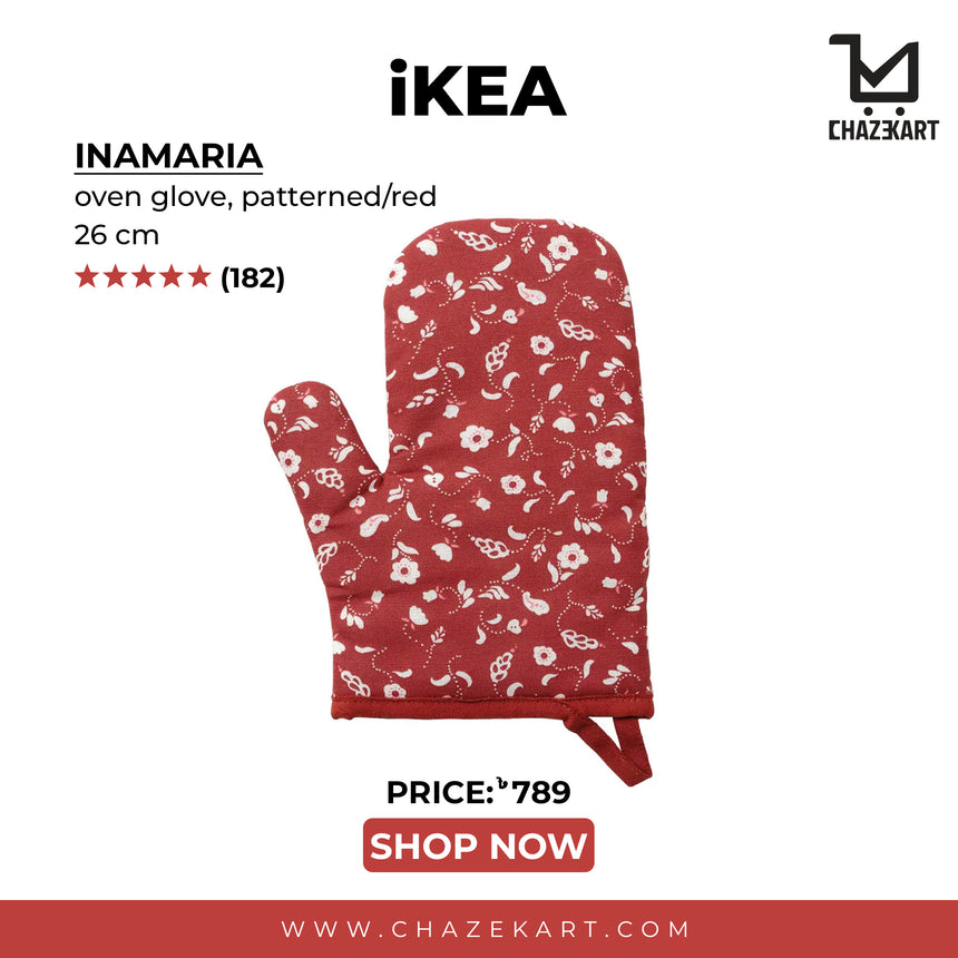 IKEA INAMARIA oven glove, patterned/red