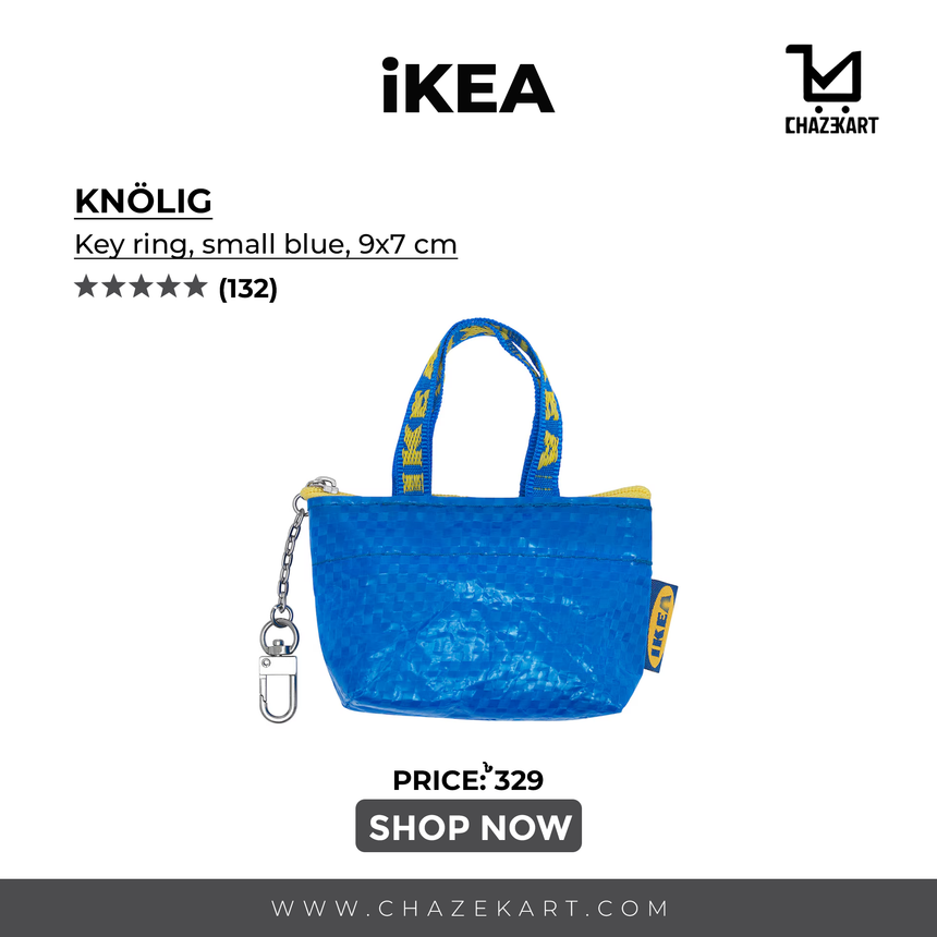 IKEA KNOLIG Key Ring, Small Blue, 9x7 cm