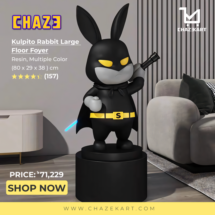 Chaze Kulpito Rabbit Large Floor Foyer, Black