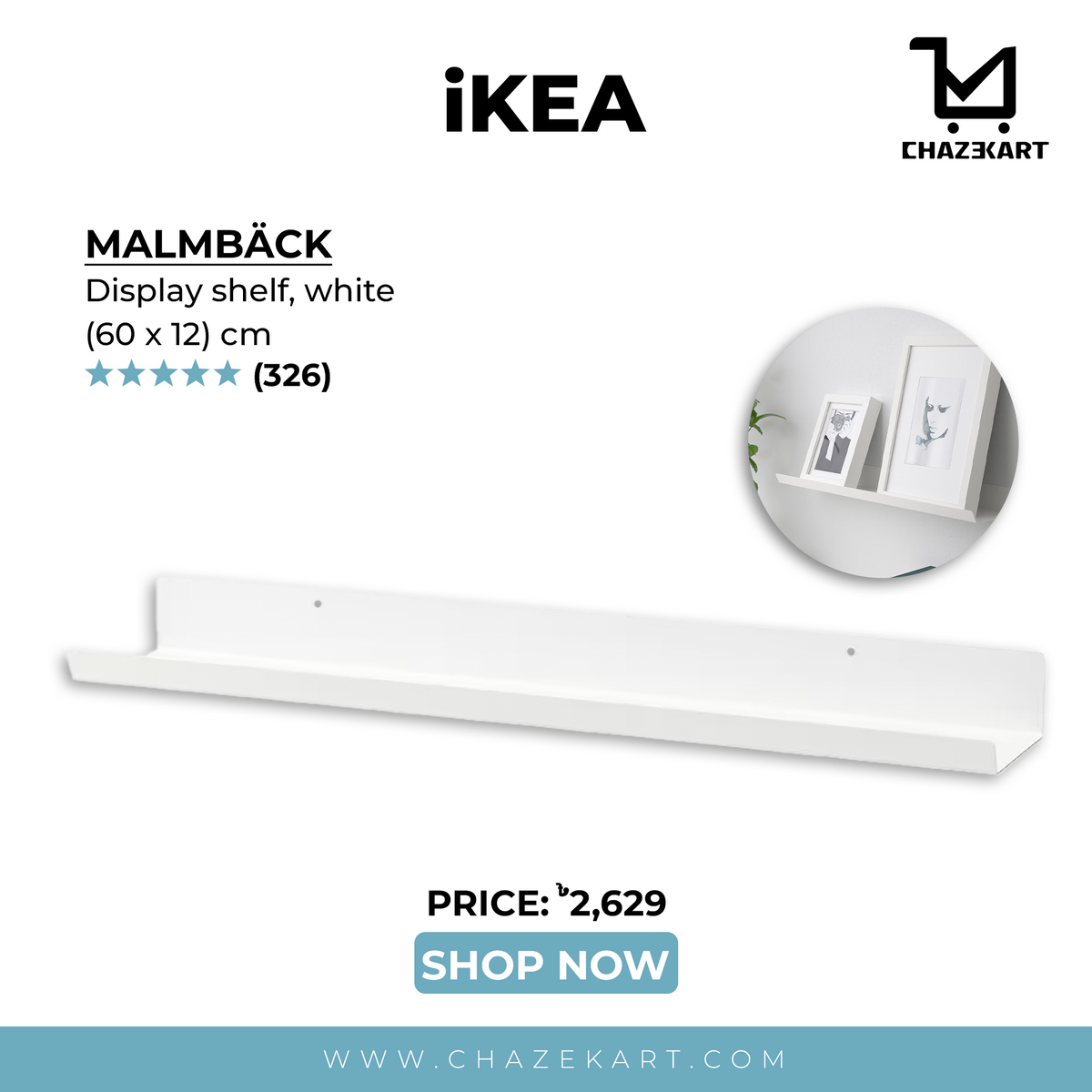 IKEA MALMBACK Display shelf, white, 60 cm – ChazeKart