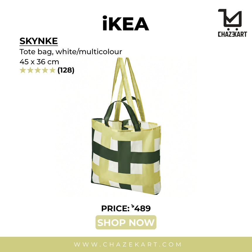 IKEA SKYNKE Tote bag, white/multicolour, 45x36 cm