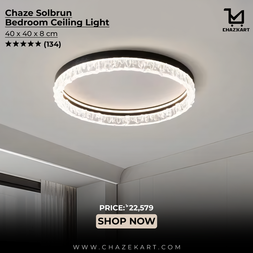 Chaze Solbrun, Bedroom Ceiling Light 40x40x8 cm