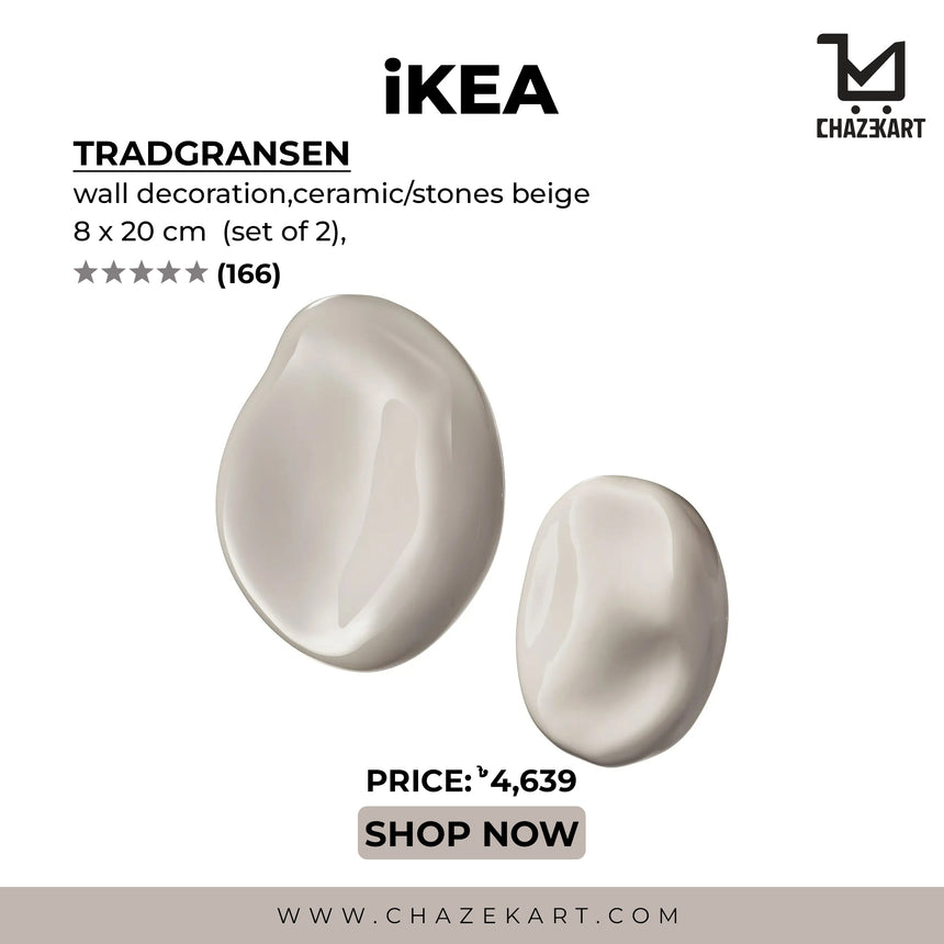 IKEA TRADGRANSEN wall decoration, set of 2, ceramic/stones beige