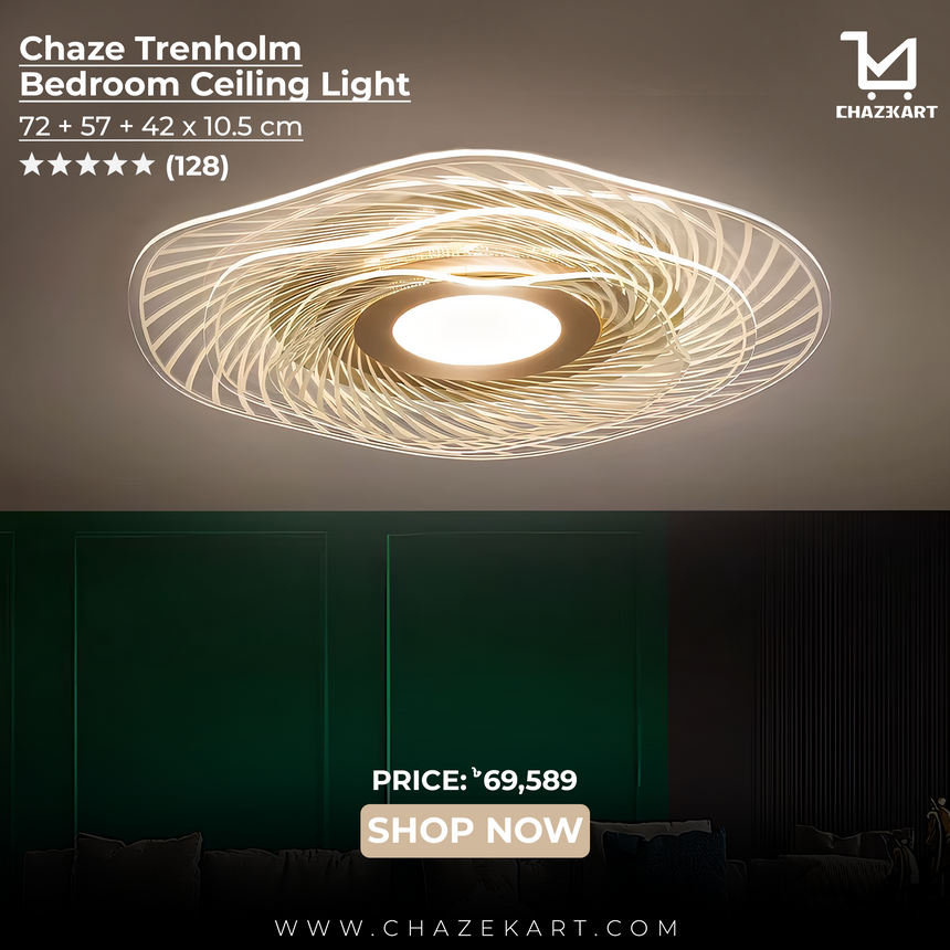 Chaze Trenholm, Bedroom Ceiling Light 72+57+42x10.5 cm