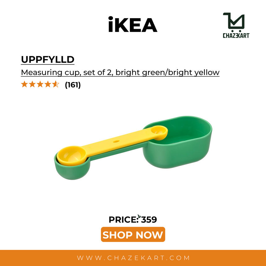 IKEA UPPFYLLD Measuring cup, set of 2, bright green/bright yellow