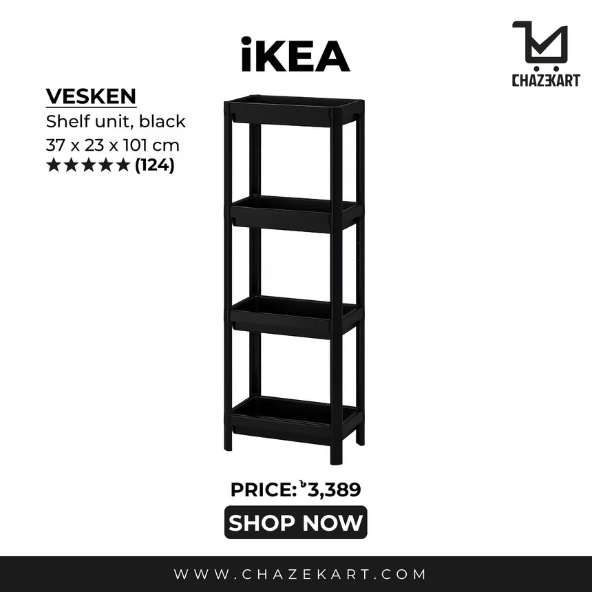 IKEA VESKEN Shelf unit, black, 37x23x101 cm