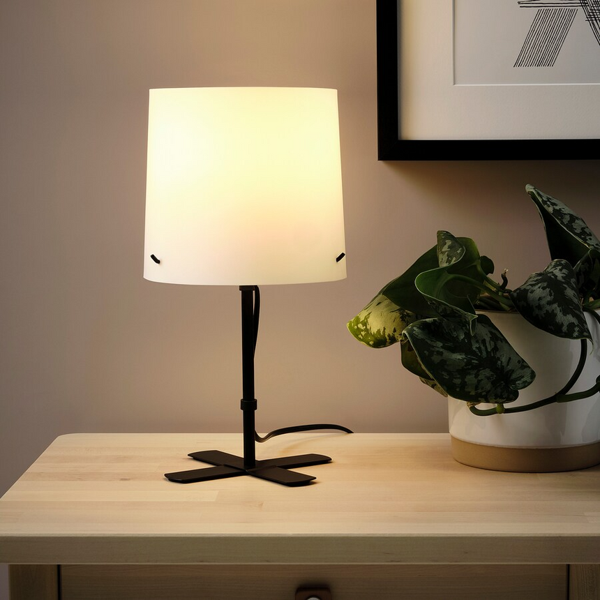 IKEA BARLAST Table lamp, black/white, 31 cm