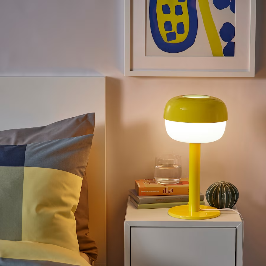 IKEA BLASVERK table lamp yellow 36 cm