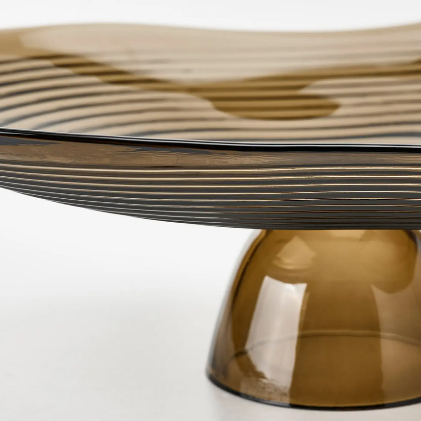 IKEA HACKPOPPEL decorative bowl with base, brown, 24 cm