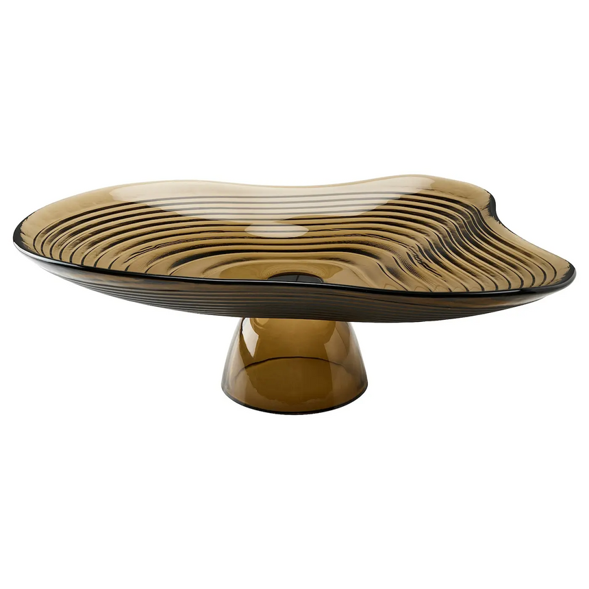 IKEA HACKPOPPEL decorative bowl with base, brown, 24 cm