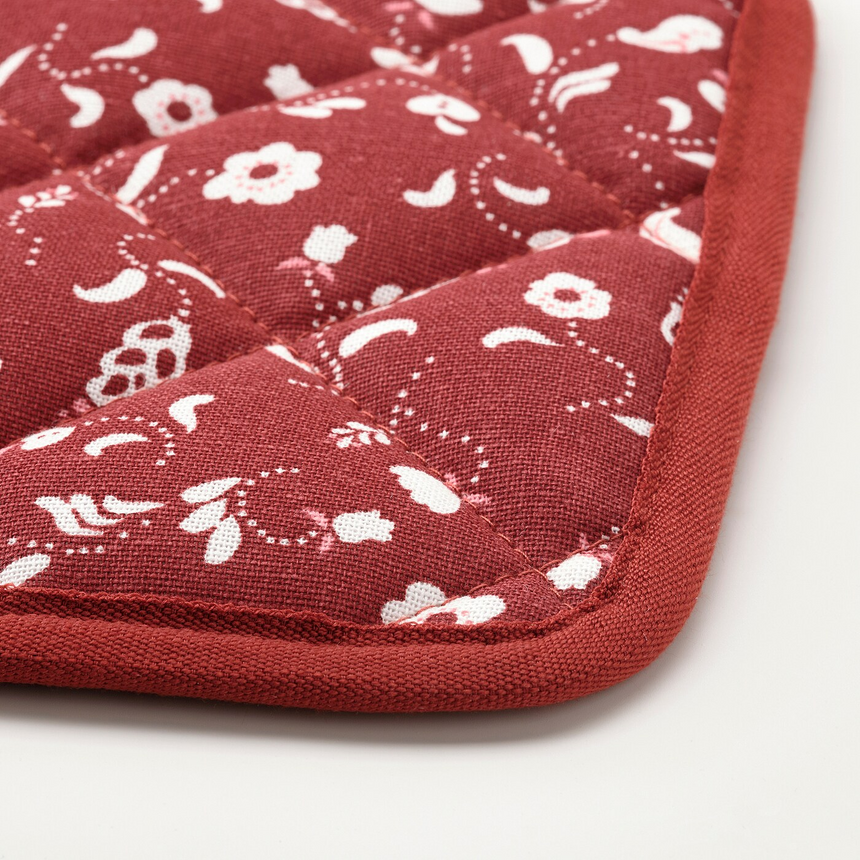 IKEA INAMARIA pot holder, patterned/red, 19x19 cm