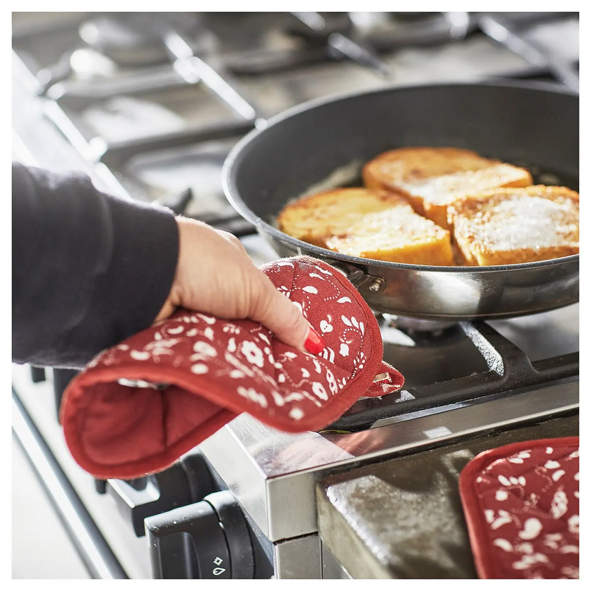 IKEA INAMARIA pot holder, patterned/red, 19x19 cm