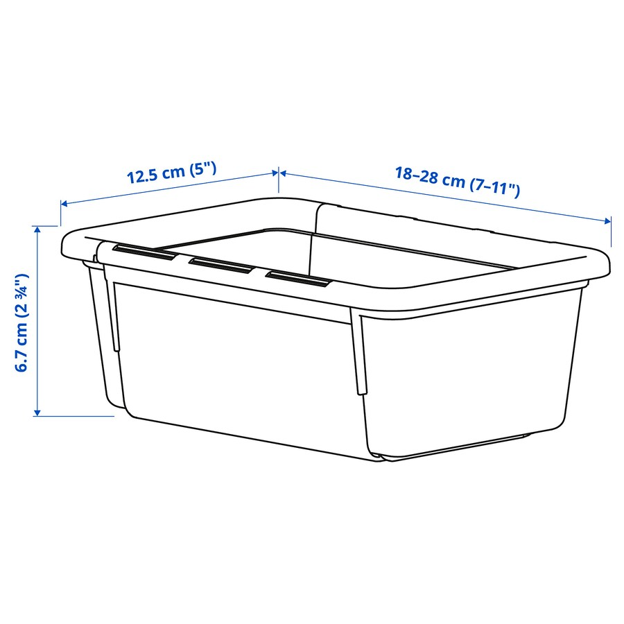 IKEA KACKLA extendable box, white, 18-28x13 cm