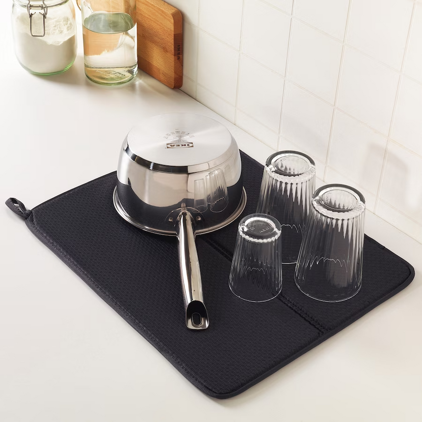 IKEA NYSKOLJD Dish drying mat, dark grey, 44x36 cm