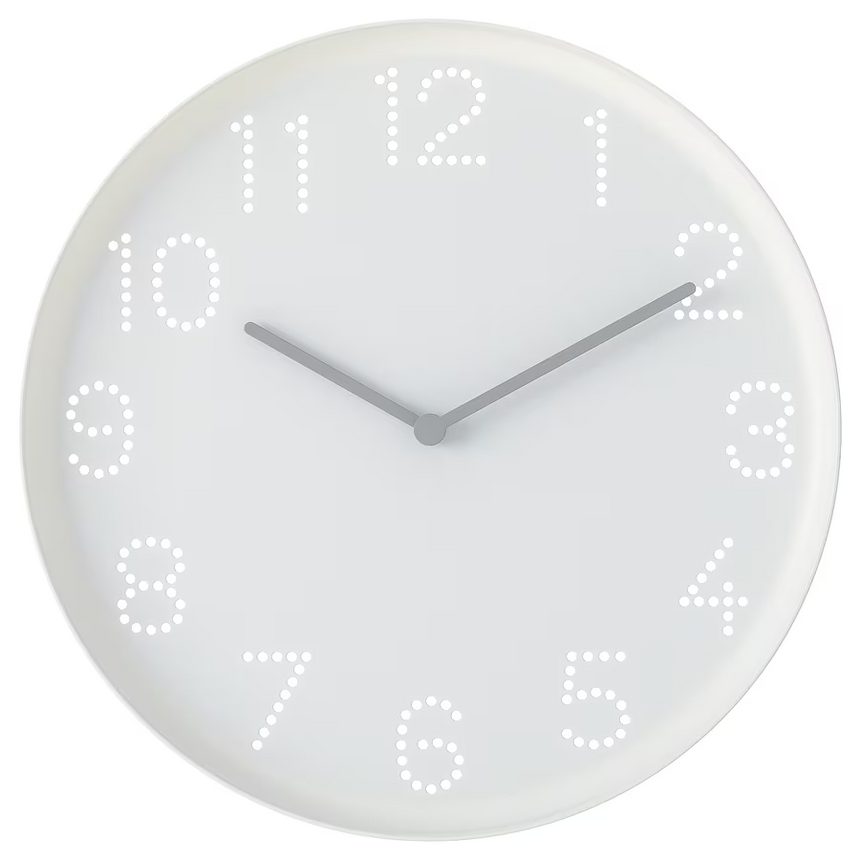 IKEA TROMMA Wall clock, low-voltage/white, 25 cm