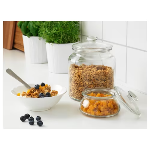 IKEA VARDAGEN jar with lid clear glass 1.9 L