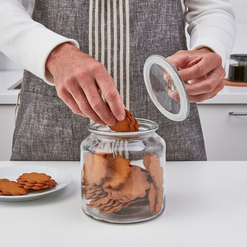 IKEA VARDAGEN jar with lid clear glass 1.9 L