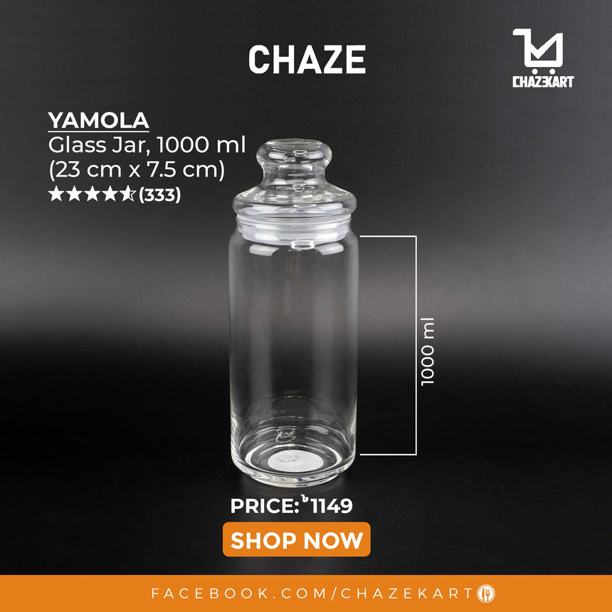 CHAZE YAMOLA Glass Jar, 1000 ml (23cm X 7.5cm)