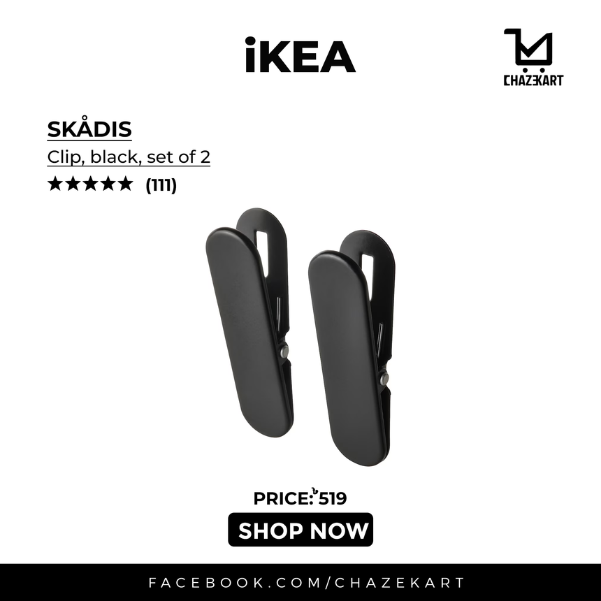 IKEA SKADIS Clip, black, set of 2