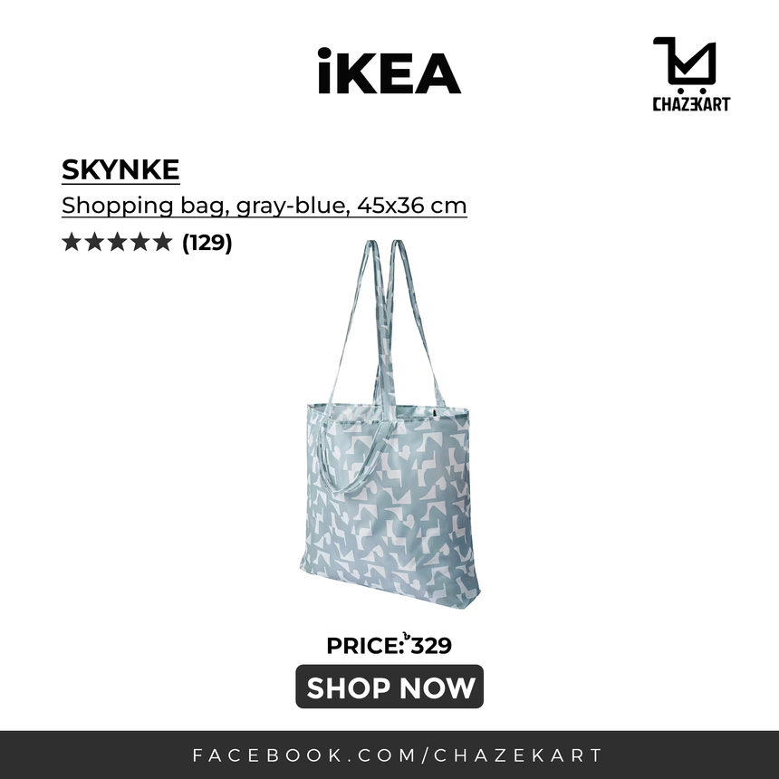 IKEA SKYNKE Carrier bag, grey-blue, 45x36 cm