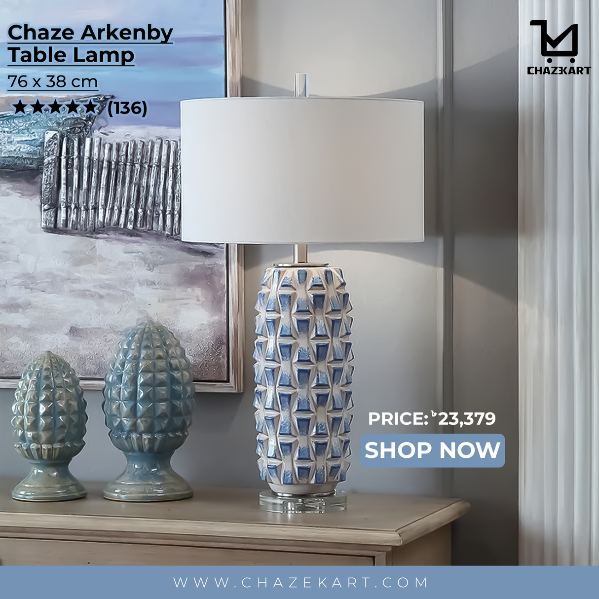 Chaze Arkenby, Table Lamp 38x76 cm