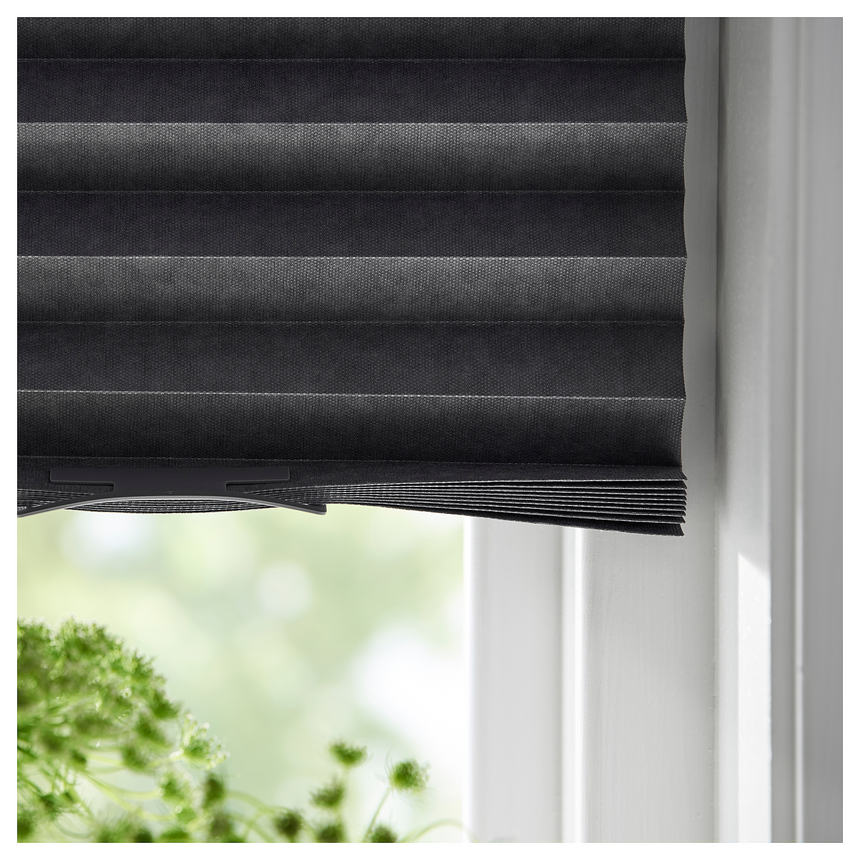 IKEA SCHOTTIS Block-out pleated blind, dark grey, 100x190 cm