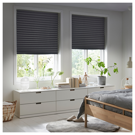 IKEA SCHOTTIS Block-out pleated blind, dark grey, 100x190 cm