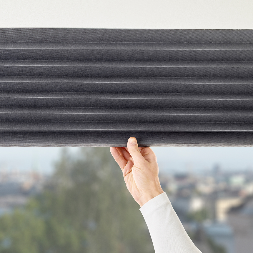 IKEA SCHOTTIS Block-out pleated blind, dark grey, 100x190 cm