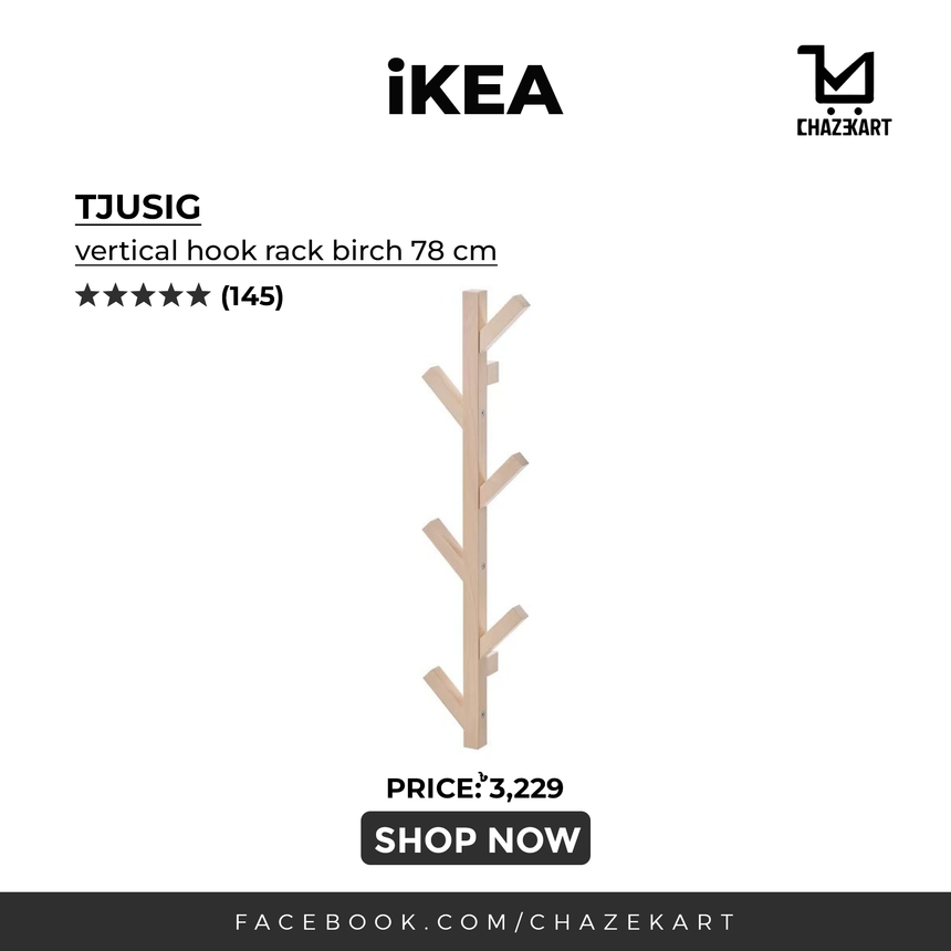 IKEA TJUSIG vertical hook rack birch 78 cm