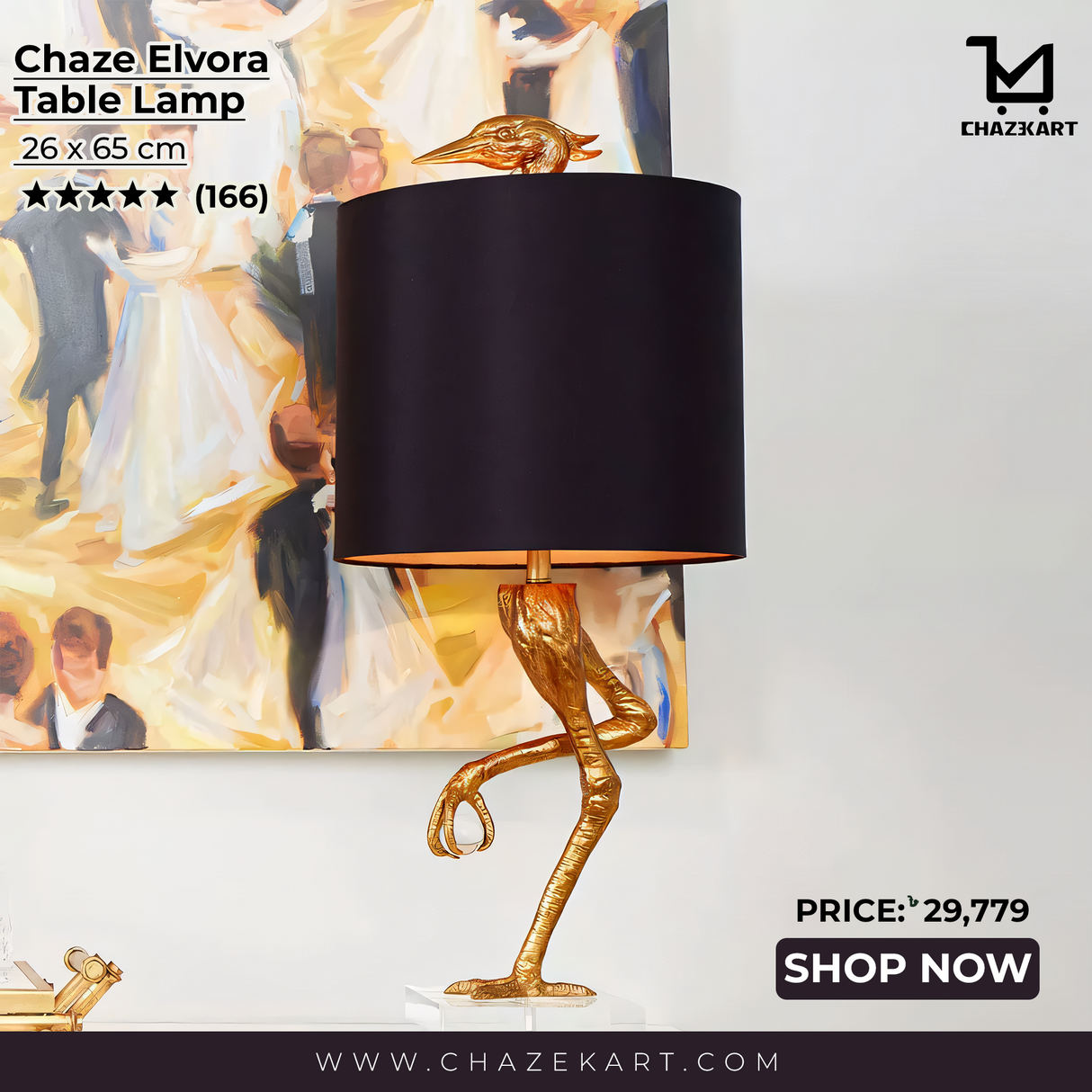 Chaze Elvora, Table Lamp 26×65 cm