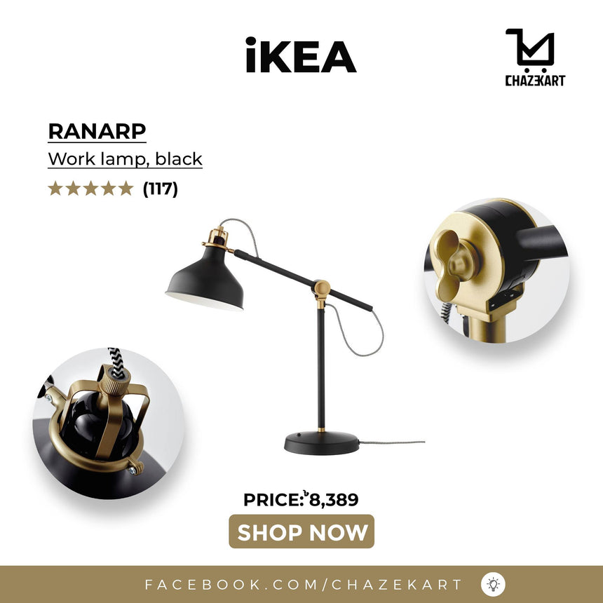 IKEA RANARP Work lamp with LED bulb, black