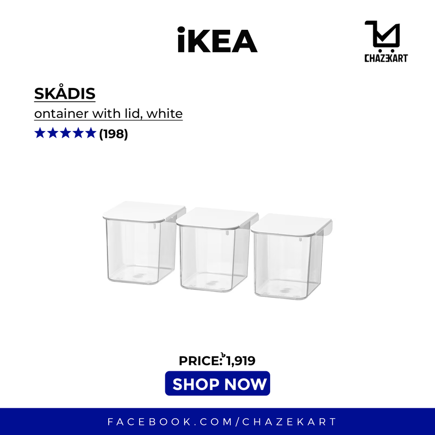 IKEA SKADIS Container with lid, white