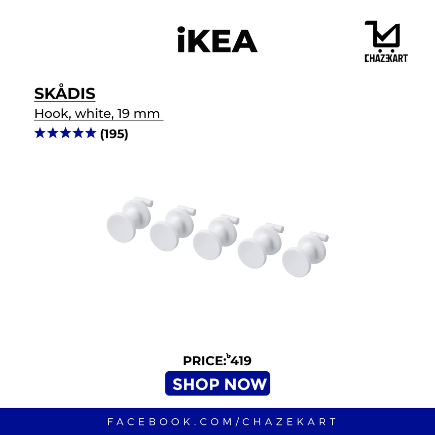 IKEA SKADIS Hook, white, 19 mm