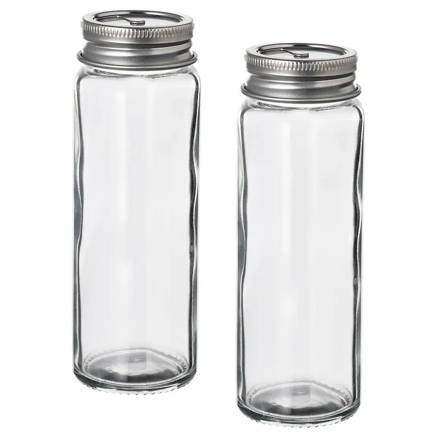 IKEA CITRONHAJ Salt and pepper shakers, clear glass/stainless steel, 12 cm