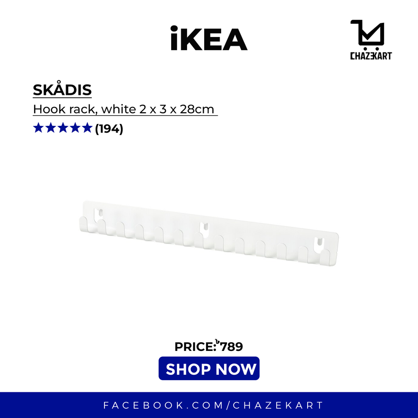 IKEA SKADIS Hook rack, white