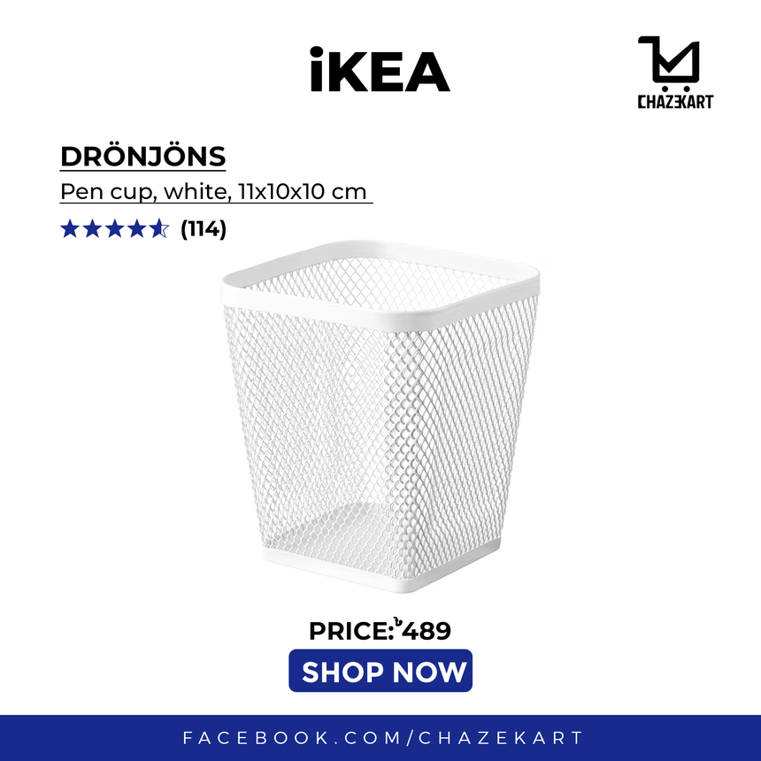 IKEA DRONJONS pen cup white 11 cm