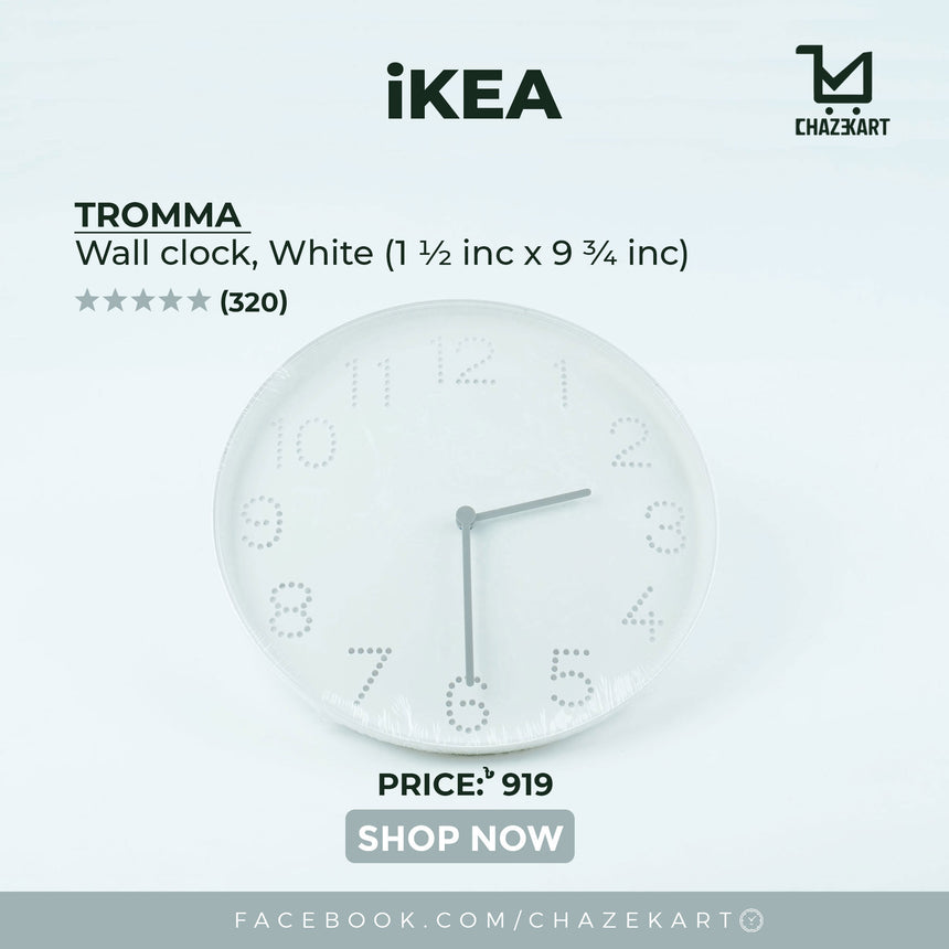 IKEA TROMMA Wall clock, low-voltage/white, 25 cm