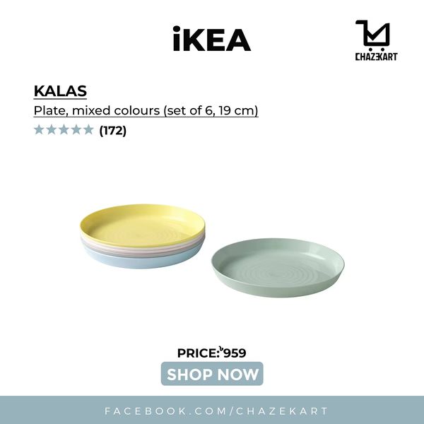 IKEA KALAS Plate, Mixed Colours 19 cm