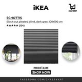 IKEA SCHOTTIS Block-out pleated blind, dark grey, 100x190 cm