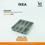 IKEA SMACKER cutlery tray grey 31x26 cm
