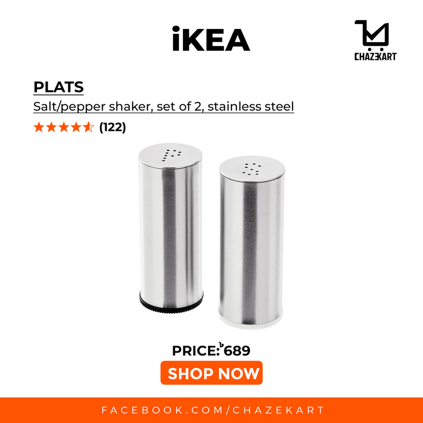 IKEA PLATS Salt/pepper shaker, set of 2, stainless steel