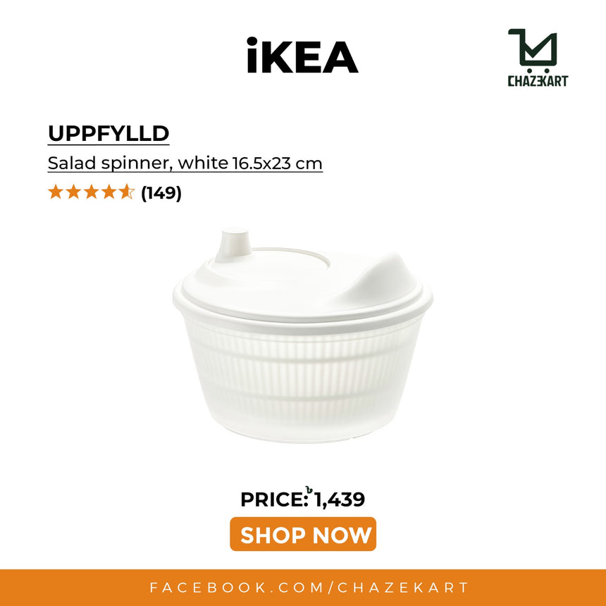 IKEA UPPFYLLD Salad Spinner, White 23 cm