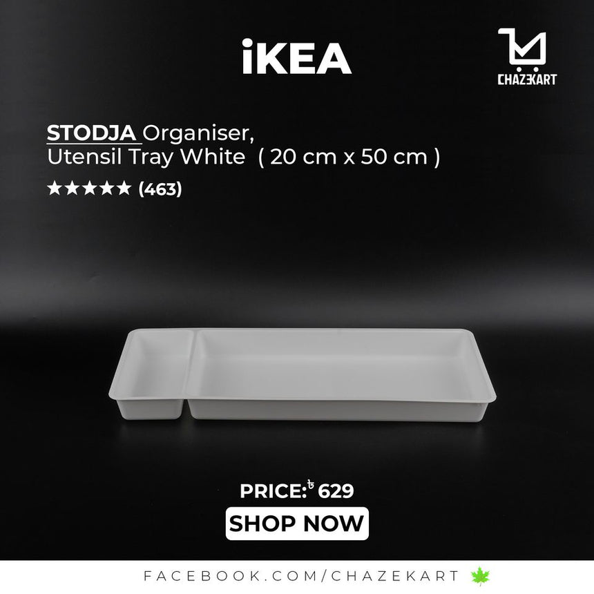 IKEA STODJA Utensil tray white 20x50 cm