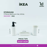 IKEA STORAVAN 3-Piece Bathroom Set, White