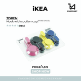 IKEA TISKEN Hook with suction cup, mixed colours